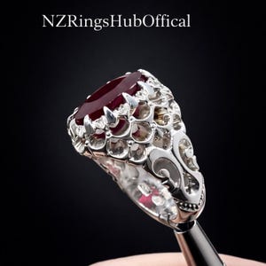 Naturlig rubinring: Herrring med sterlingsilver 925 ädelstenar