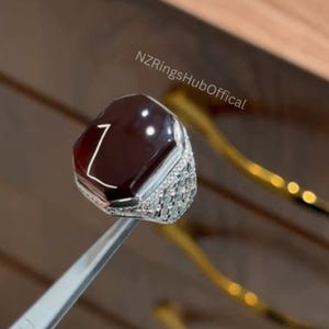 Jemenitischer Aqeeq Ring für Männer Natürliches Blutrot Achat Ring Sterling In Silber 925 Rot Achat Silber