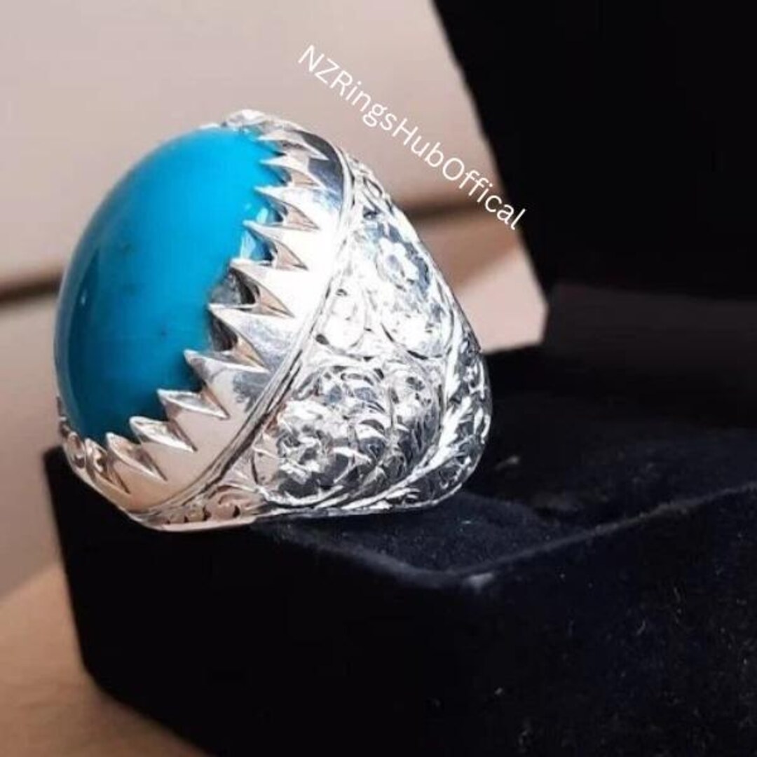 Neeshapuri Feroza Sterling Silver Ring Real Feroza Silver Ring Natural ...