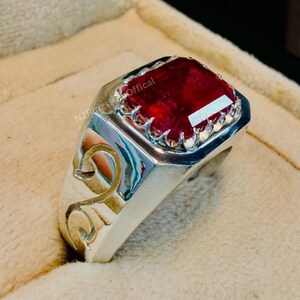Natural Ruby Ring: Sterling Silver 925 Gemstone Men's Ring