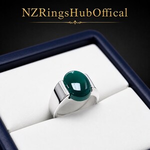 Natural Yemeni Green Aqeeq Ring – Sterling Silver 925 Handmade Full Finger Ring