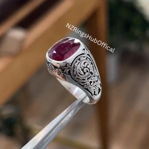Handmade African Ruby Ring: Sterling Silver Mens Ring