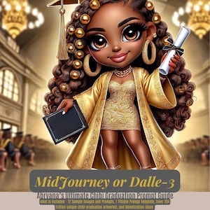Chibi Graduation AI プロンプト ガイド – MidJourney & DALL-E – 12 個のアート サンプル プロンプト + 記入可能なテンプレート (204 種類以上のバリエーション!) デジタル ダウンロード