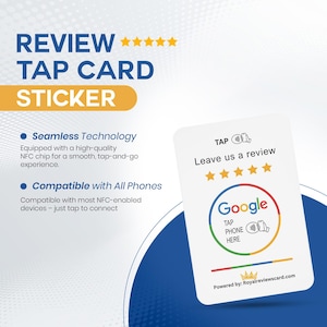 Stickers Google Review, lot de 1 Smart Tap NFC et QR pour avis instantanés - iPhone \ Android - Boostez rapidement les avis professionnels - Blanc