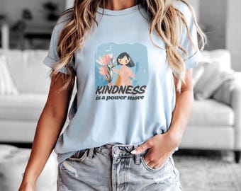 Kindness is a Power Move T-Shirt - Niedliches florales Grafik-T-Shirt mit ermächtigender Botschaft für Mädchen & Frauen