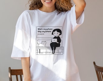 Funny Remote Work Cat Lover T-Shirt, Digital Nomad Tee