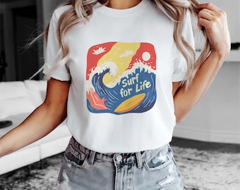 Surf for Life T-Shirt – Retro Ocean Wave Graphic Tee