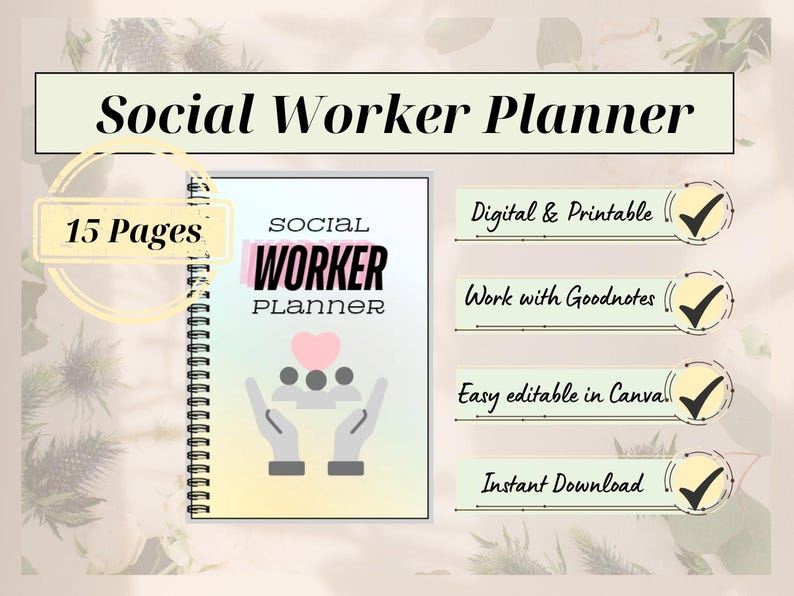 Social Worker Planner, Case Management Template, Client Notes Tracker ...