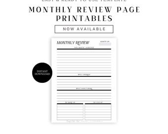 Minimalist Monthly Review Planner: Printable Reflection Worksheet (PDF Download)