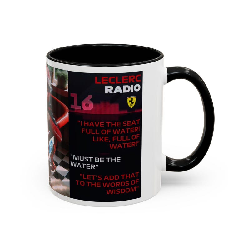 Charles Leclerc Water Leakage Words of Wisdom Cup, Formula 2026 Season Ferrari Team Radio Mug, Racing Motorsport Present Him/Her image 8