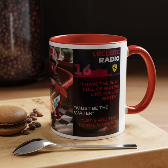 Charles Leclerc Water Leakage Words of Wisdom Cup, Formula 2025 Season Ferrari Team Radio Mug, Racing Motorsport Present Him/Her