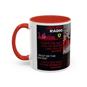 Charles Leclerc Water Leakage Words of Wisdom Cup, Formula 2026 Season Ferrari Team Radio Mug, Racing Motorsport Present Him/Her image 3