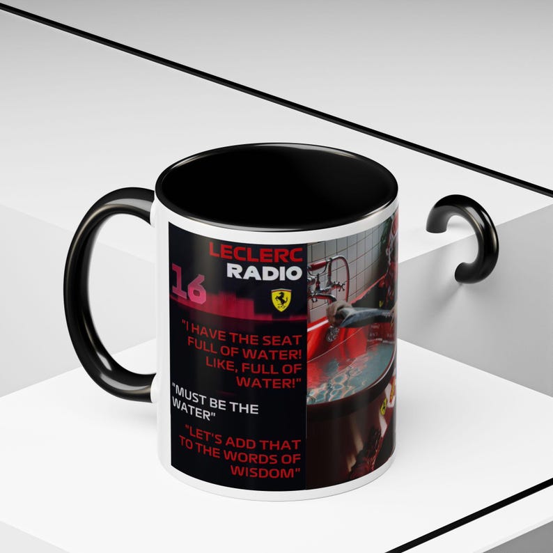 Charles Leclerc Water Leakage Words of Wisdom Cup, Formula 2026 Season Ferrari Team Radio Mug, Racing Motorsport Present Him/Her image 9