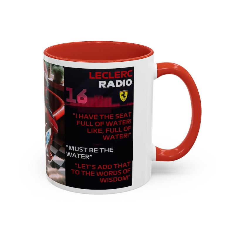 Charles Leclerc Water Leakage Words of Wisdom Cup, Formula 2026 Season Ferrari Team Radio Mug, Racing Motorsport Present Him/Her image 2