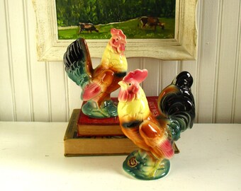 Royal Copley ~ Hen and Rooster Figurines