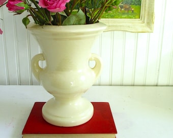 Haeger Ivory Double Handle Urn Style Vase