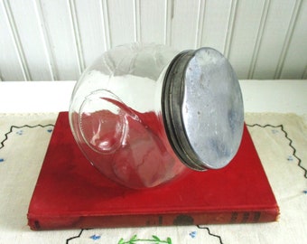 Vintage Small Glass Tilt Jar, Penny Candy Jar, Kitchen Organization