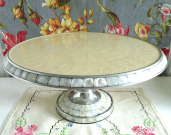 Julia Knight 14 Inch Classic Cake Stand with Mother-of-Pearl Inlay