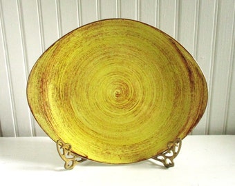 Blue Ridge Southern Potteries, Inc., Yellow and Brown Swirl Small Serving Platter