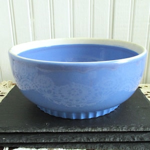 Hall China Co for Montgomery Ward Periwinkle Blue Serving Bowl - Missing Lid