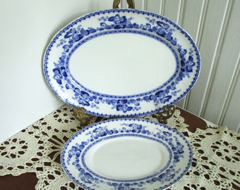 Royal Doulton - Veronica Pattern - Blue and White Ironstone Platters - 2 Sizes - Sold Separately