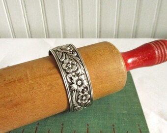 S. Kirk & Sons Sterling Repousse Flower Cuff Bracelet