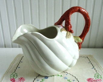 Fitz and Floyd - 1989 Two Quart Shell Pitcher with Coral Handle