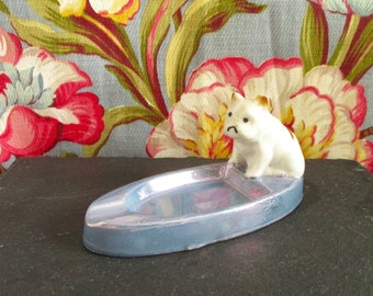 Vintage Blue Lusterware with Bull Dog Personal Ash Tray