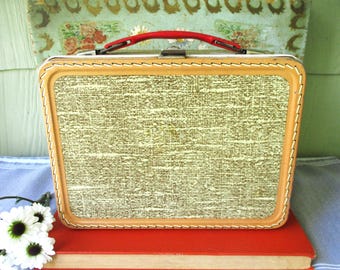 1957 Vintage Thermos Lunch Box: Faux Tweed Western Style