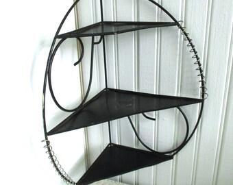 Vintage Mid-Century Modern Metal Wire Corner Shelf