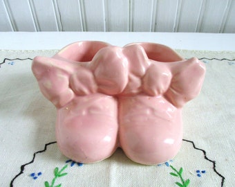 Vintage McCoy Pink Baby Shoes Planter