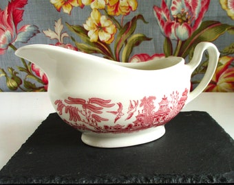 Churchill England Red Willow Rosa Pink Gravy Boat