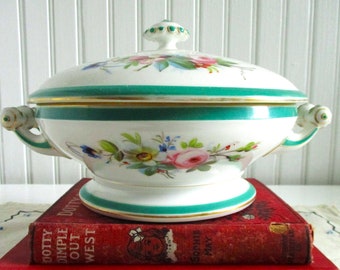 Antique F. Alluaud Exquisite Hand Painted Covered Casserole