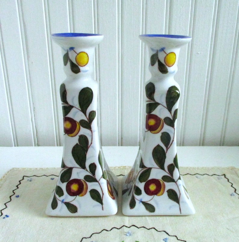 Chinoiserie Candlesticks Berries, Leaves and Fruit image 4