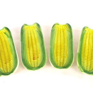 Vintage 1950s Ceramic Corn on the Cob Dishes - Set of Four