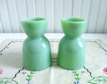 Vintage Jadeite Fire King Double Egg Cups - Set of Two