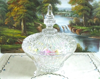 Vintage Toscany Leaded Crystal Three-Footed Candy Dish with Lid