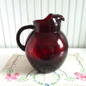 Anchor Hocking Ruby Red Glass Ball Pitcher - 96 Fluid Ounces