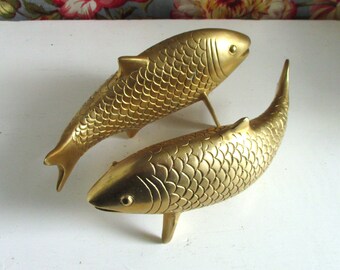 Pair - Vintage Brass Koi Fish