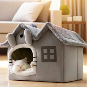 Foldable Pet House: Cozy Plush Cat & Puppy Bed