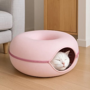 Donut Katzen Tunnel: Interaktives Katzenhaus aus Wollfilz