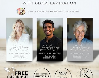 Personalized Memorial Prayer Cards with Photo – Gloss Laminated Keepsake