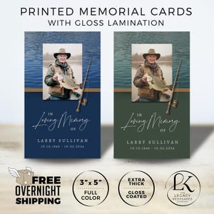 Printed Memorial Cards: Fisherman Theme, 3"x5", Keepsake Funeral Cards