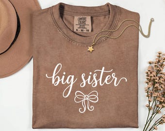 Big Sister Comfort Colors Shirt, Coquette Bow Design, Sister Pride Tee