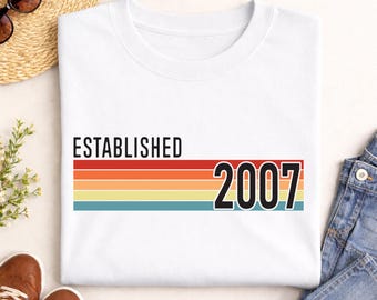 Magliette personalizzate per il 19° compleanno, edizione Vintage, fondata nel 2007.