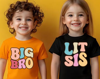 Magliette personalizzate per annunciare la nascita di un fratello maggiore, minore o sorella maggiore.
