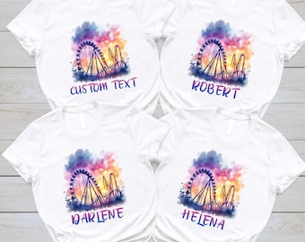 Maglietta personalizzabile con tema montagne russe: maglietta coordinata per le vacanze estive