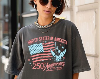 Camiseta del 250.º aniversario / Camiseta con águila patriótica / Colores cómodos 1776-2026