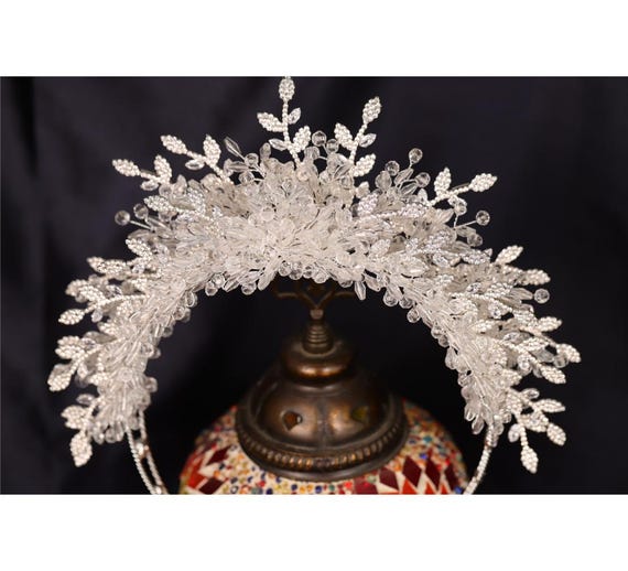 Swarovski Crystal Bridal Headpiece: Leaf Fairycore Wedding  display picture 2