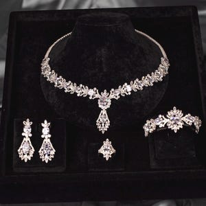 Swarovski Crystal Wedding Jewelry Set: Bridal Necklace & Earrings